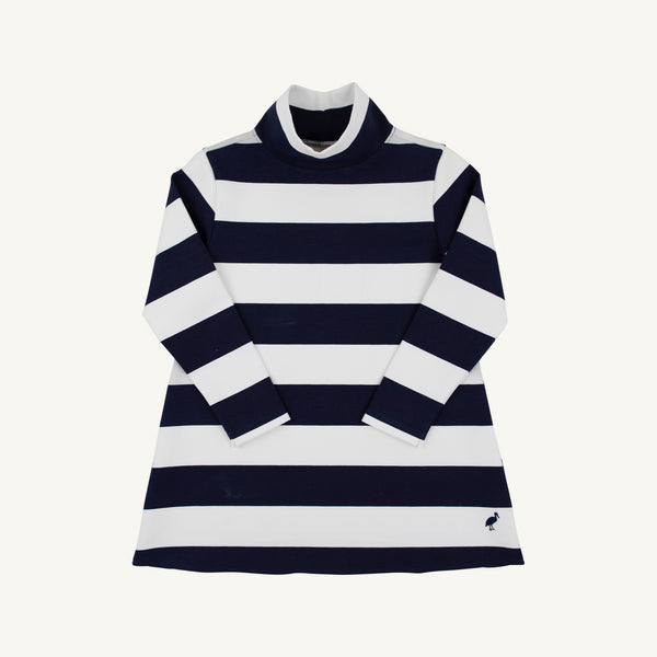 Prepletic™ Finley Funnel Dress - Nantucket Navy Rugby Stripe