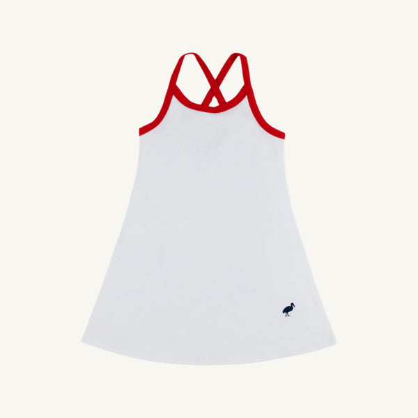 Prepletic™ Little Miss Tennis Dress - Worth Avenue White with Richmond Red and Nantucket Navy Stork