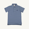 Prim & Proper Polo & Onesie - Sumner County Stripe (Barbados Blue) with Nantucket Navy Stork