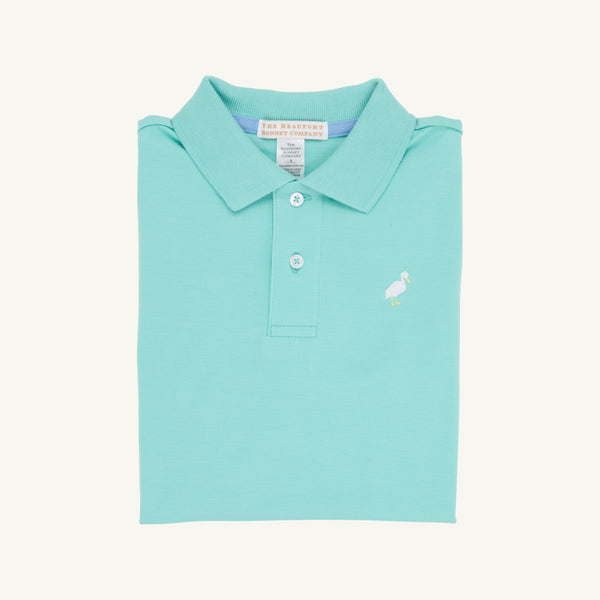 Prim & Proper Polo & Onesie - Turks Teal with Multicolor Stork