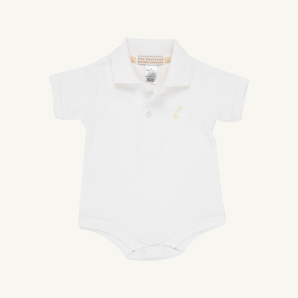 Prim & Proper Polo & Onesie - Worth Avenue White with Multicolor Stork