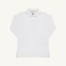 Long Sleeve Prim & Proper Polo & Onesie - Worth Avenue White with Multicolor Stork