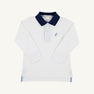 Long Sleeve Prim & Proper Polo & Onesie - Worth Avenue White with Nantucket Navy & Barrington Blue