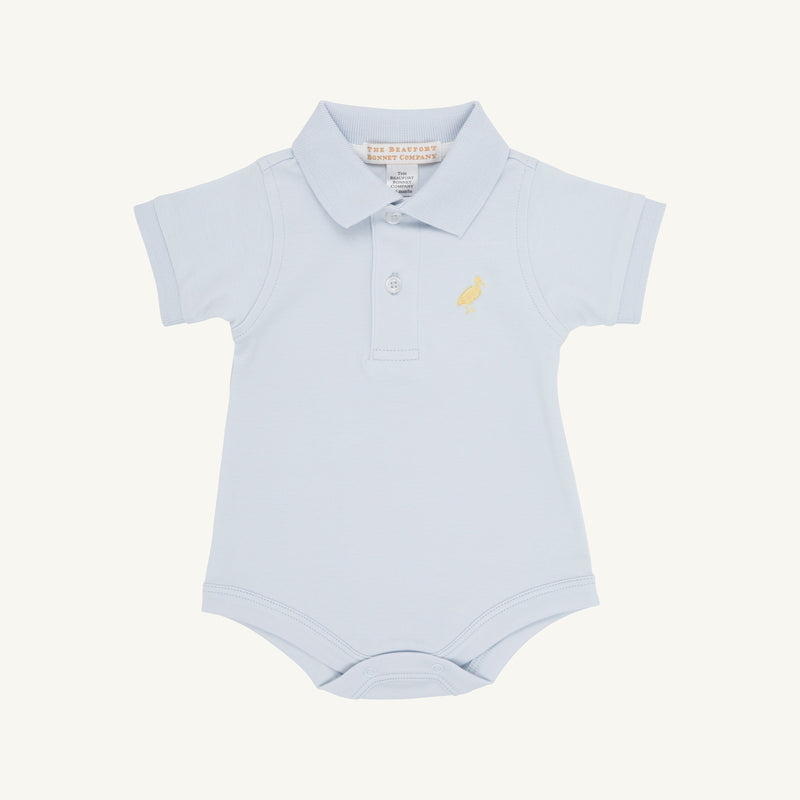 Prim & Proper Polo & Onesie - Bardstown Blue with Bellport Butter Yellow Stork