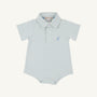Prim & Proper Polo & Onesie - Old Greenwich Green Stripe with Sarasota Sky Stork