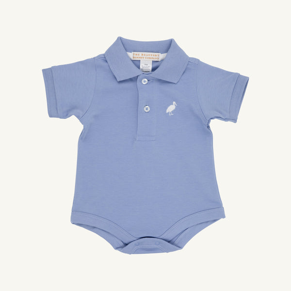 Prim & Proper Polo & Onesie - Park City Periwinkle with Worth Avenue White Stork