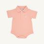 Prim & Proper Polo & Onesie - Pompano Peach with Multicolor Stork