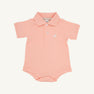 Prim & Proper Polo & Onesie - Pompano Peach with Multicolor Stork