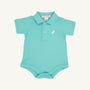 Prim & Proper Polo & Onesie - Turks Teal with Multicolor Stork