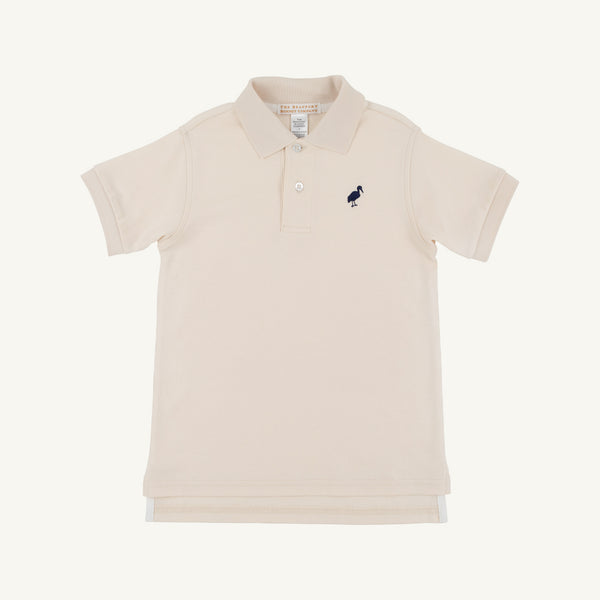 Prim & Proper Polo & Onesie - Osprey Oatmeal with Nantucket Navy Stork