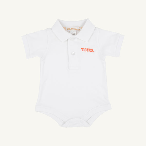 Clemson Prim & Proper Polo & Onesie - Worth Avenue White