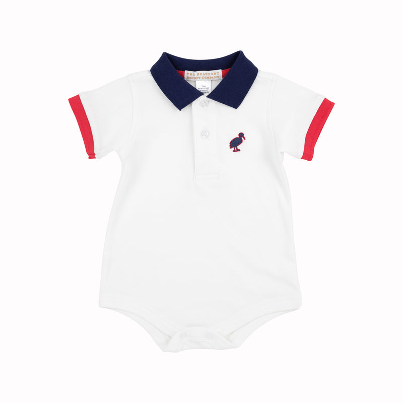 Prim & Proper Polo & Onesie - Worth Avenue White with Richmond Red and Nantucket Navy