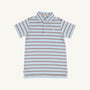 Prim & Proper Polo & Onesie - Buckhead Blue, Palmetto Peal, & Gray Bay Brown Stripe with Palmetto Pearl Stork