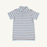Prim & Proper Polo & Onesie - Buckhead Blue, Palmetto Peal, & Gray Bay Brown Stripe with Palmetto Pearl Stork
