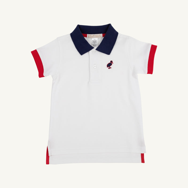 Prim & Proper Polo & Onesie - Worth Avenue White with Richmond Red and Nantucket Navy