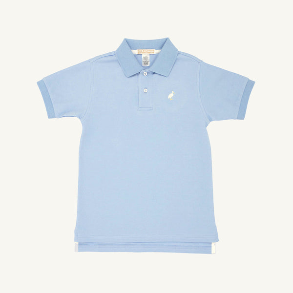 Prim & Proper Polo & Onesie - Beale Street Blue with Multicolor Stork