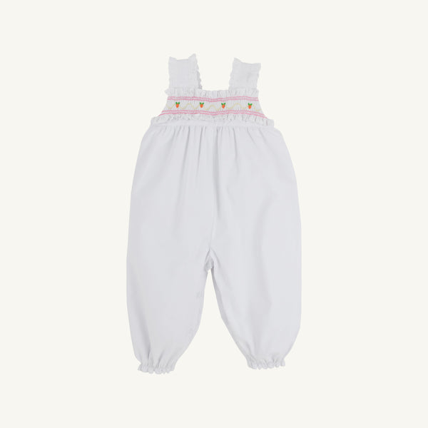 Ritzy Romper - Worth Avenue White with Carrot Smocking