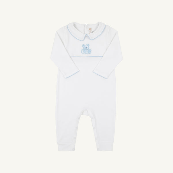 Robbins Romper - Worth Avenue White with Buckhead Blue & Bear