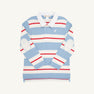 Rollins Rugby Shirt - Barrington Blue, Richmond Red, & Palmetto Pearl Stripe with Multicolor Stork