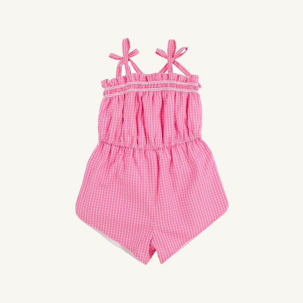 Rosey Romper (Shorts) - Pink Willow Windowpane
