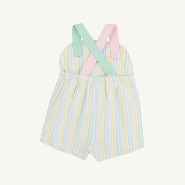Ruthie Romper - Siesta Key Seersucker with Palm Beach Pink and Sea Island Seafoam