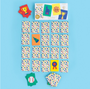 A Good Sport Memory Match Game - Jollity & Co sports edition memory matching card game with a box and cards featuring colorful illustrations, arranged on a light blue background.