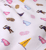 Made from white Pima cotton fabric, the LSU Searcy Skort - Tenacious Tigers with Worth Avenue White by The Beaufort Bonnet Company features a playful Tenacious Tigers print with cartoon LSU mascots, purple and gold pom-poms, megaphones, and a gold pennant reading “TIGERS” in repeating shades of purple, gold, blue, and pink—perfect for showing your school spirit.