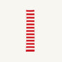 A Seller’s Scarf in Richmond Red & Palmetto Pearl Stripe by The Beaufort Bonnet Company, featuring long, horizontal red and white stripes, is laid flat on a plain white background.