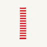A Seller’s Scarf in Richmond Red & Palmetto Pearl Stripe by The Beaufort Bonnet Company, featuring long, horizontal red and white stripes, is laid flat on a plain white background.