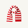 The Seller’s Scarf - Richmond Red & Palmetto Pearl Stripe by The Beaufort Bonnet Company is neatly looped on a plain light background.