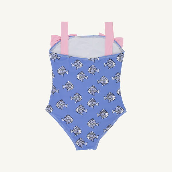 Shannon Bow Bathing Suit - Little Fishes with Pier Party Pink