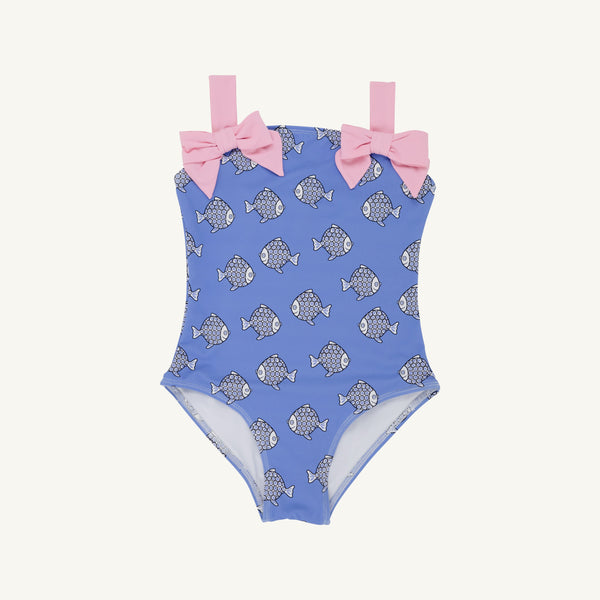 Shannon Bow Bathing Suit - Little Fishes with Pier Party Pink