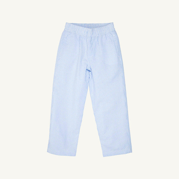 Sheffield Pants - Breakers Blue Seersucker with Breakers Blue Stork