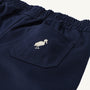 Sheffield Pants - Nantucket Navy with Keeneland Khaki Stork in cotton twill with an elasticized waistband and a back pocket featuring an embroidered stork.