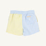 Sheffield Shorts - Buckhead Blue Gingham and Lake Worth Yellow Gingham with Worth Avenue White Stork