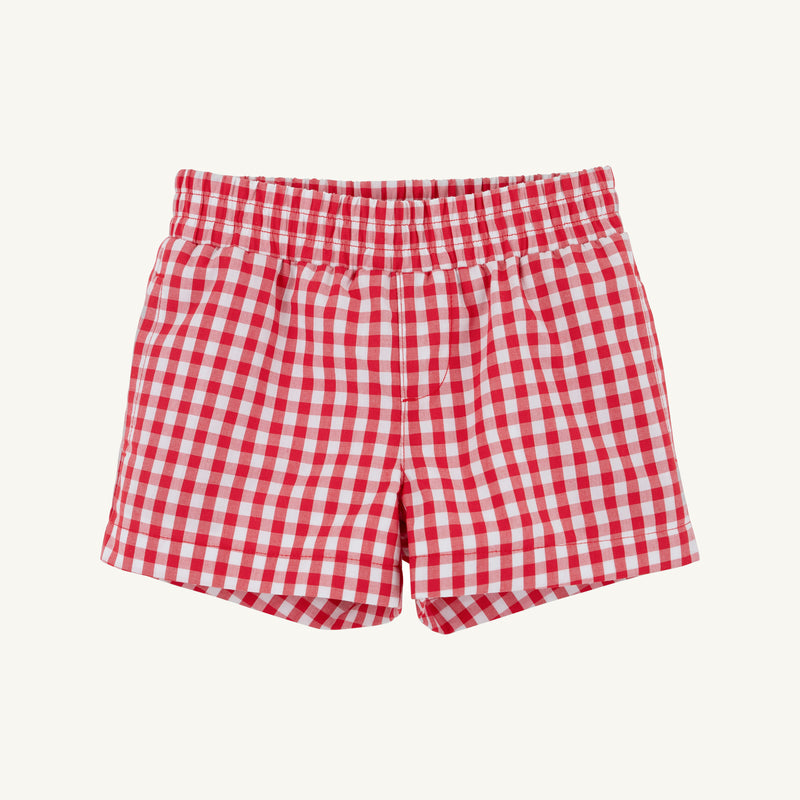Sheffield Shorts - Richmond Red Gingham with Belhaven Blue Stork