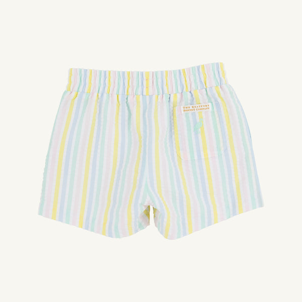 Sheffield Shorts - Siesta Key Seersucker with Sea Island Seafoam Stork