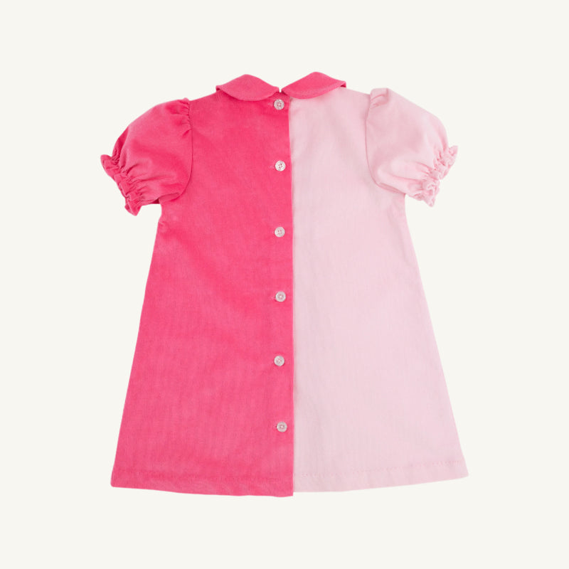 Short Sleeve Blaire Button Dress - Palm Beach Pink & Romany Rose Corduroy