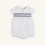Short Sleeve Banbury Bubble - Worth Avenue White with Nantucket Navy Smocking