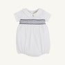 Short Sleeve Banbury Bubble - Worth Avenue White with Nantucket Navy Smocking