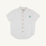 Short Sleeve Dean's List Dress Shirt (Linen) - Worth Avenue White, Buckhead Blue, and Kiawah Kelly Green with Tortoise Shell Buttons