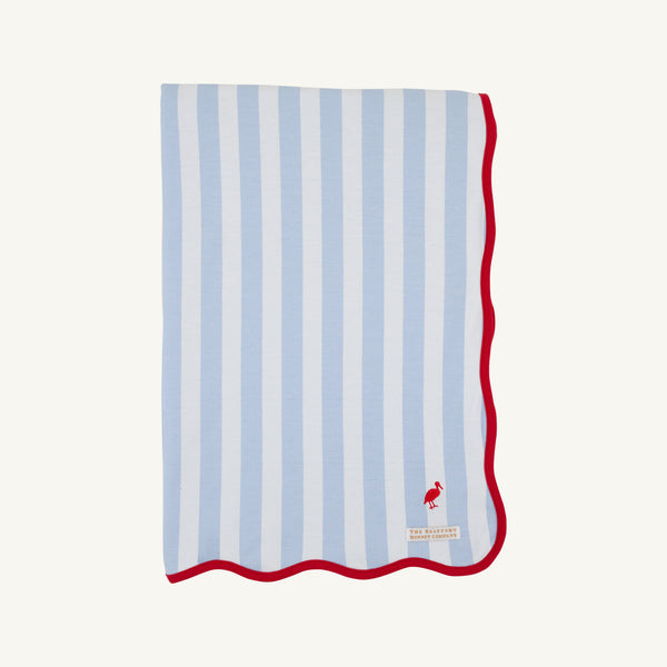 Silent Night Throw - Caicos Cabana Stripe (Beale Street Blue) with Richmond Red
