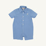 Sir Proper's Romper - Sunrise Blvd. Blue Mini Gingham with Worth Avenue White
