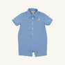 Sir Proper's Romper - Sunrise Blvd. Blue Mini Gingham with Worth Avenue White