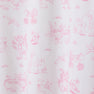 White fabric adorned with delightful pink line drawings of animals—including bears and birds—engaged in playful activities like riding bicycles, fishing, and relaxing by ponds amidst trees and water. This repeating pattern adds whimsical charm to The Beaufort Bonnet Company’s Sir Proper’s Sweet Arrival (Hamptons Hot Pink) Accessories Bundle, which includes a Baby Buggy Blanket, Oopsie Daisy Burp Cloth, and Burp Me Bib crafted from soft pima cotton—making it a perfect choice for thoughtful baby shower gifts.
