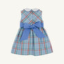 Sleeveless Cindy Lou Sash Dress - Kensington Court Plaid with Barbados Blue