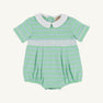 Smocked Bradford Bubble - Grace Bay Green, Beale Street Blue, & Worth Avenue White Stripe with Worth Avenue White Smocking