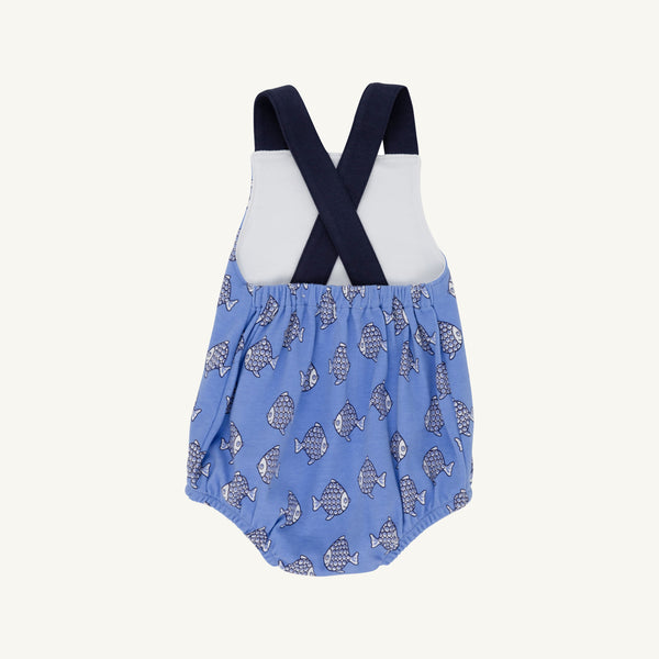 Stillman Sunsuit - Little Fishes with Nantucket Navy