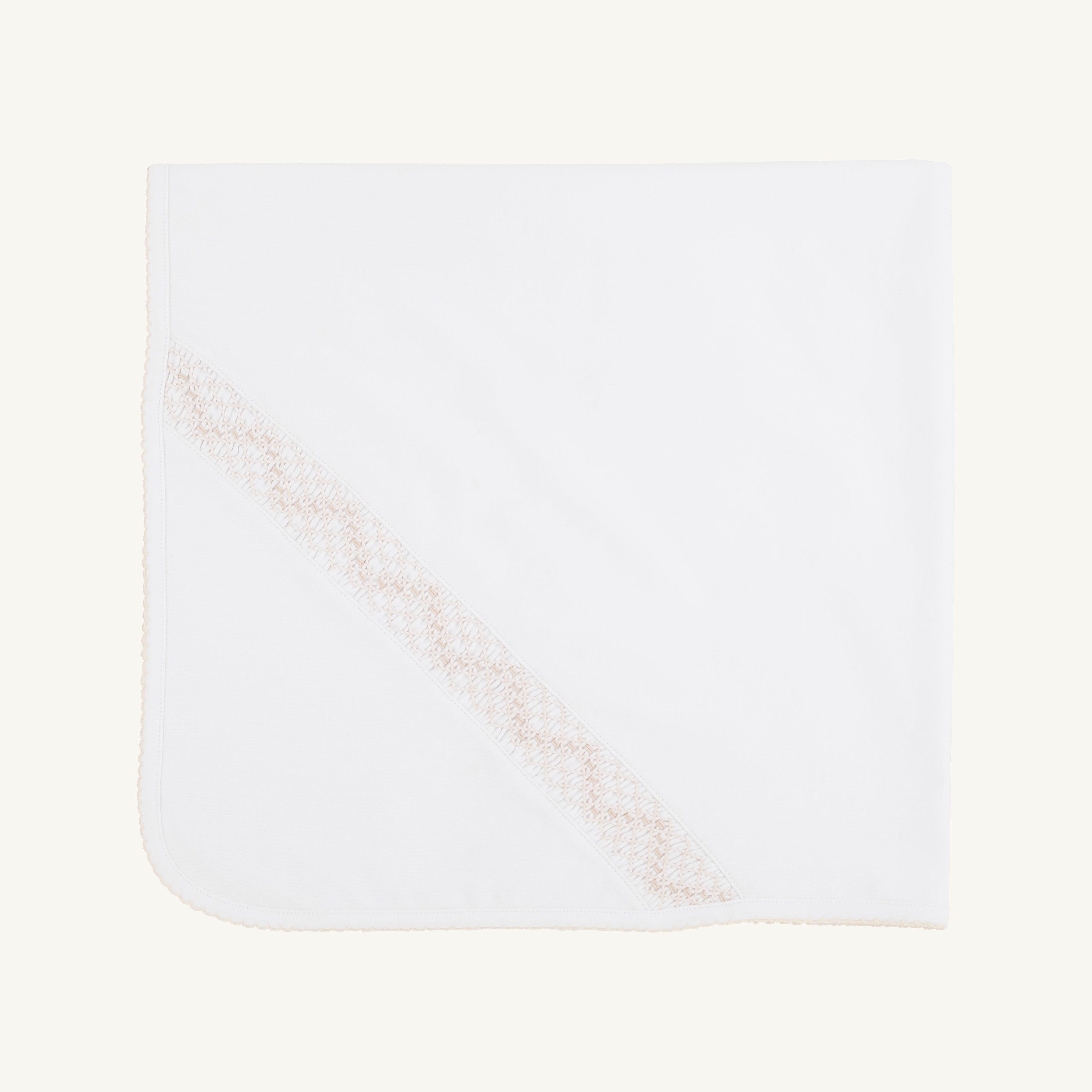 Sweetly Smocked Blessing Blanket (Unisex) - Worth Avenue White with Palmetto Pearl