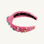 T.B.B.C. x Lele Sadoughi Knotted Headband (Kids) - Hamptons Hot Pink Velveteen with Bow Charms